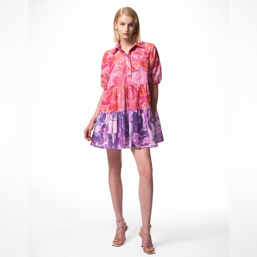 Saturday Club Cutwork Embroidery Printed Dress